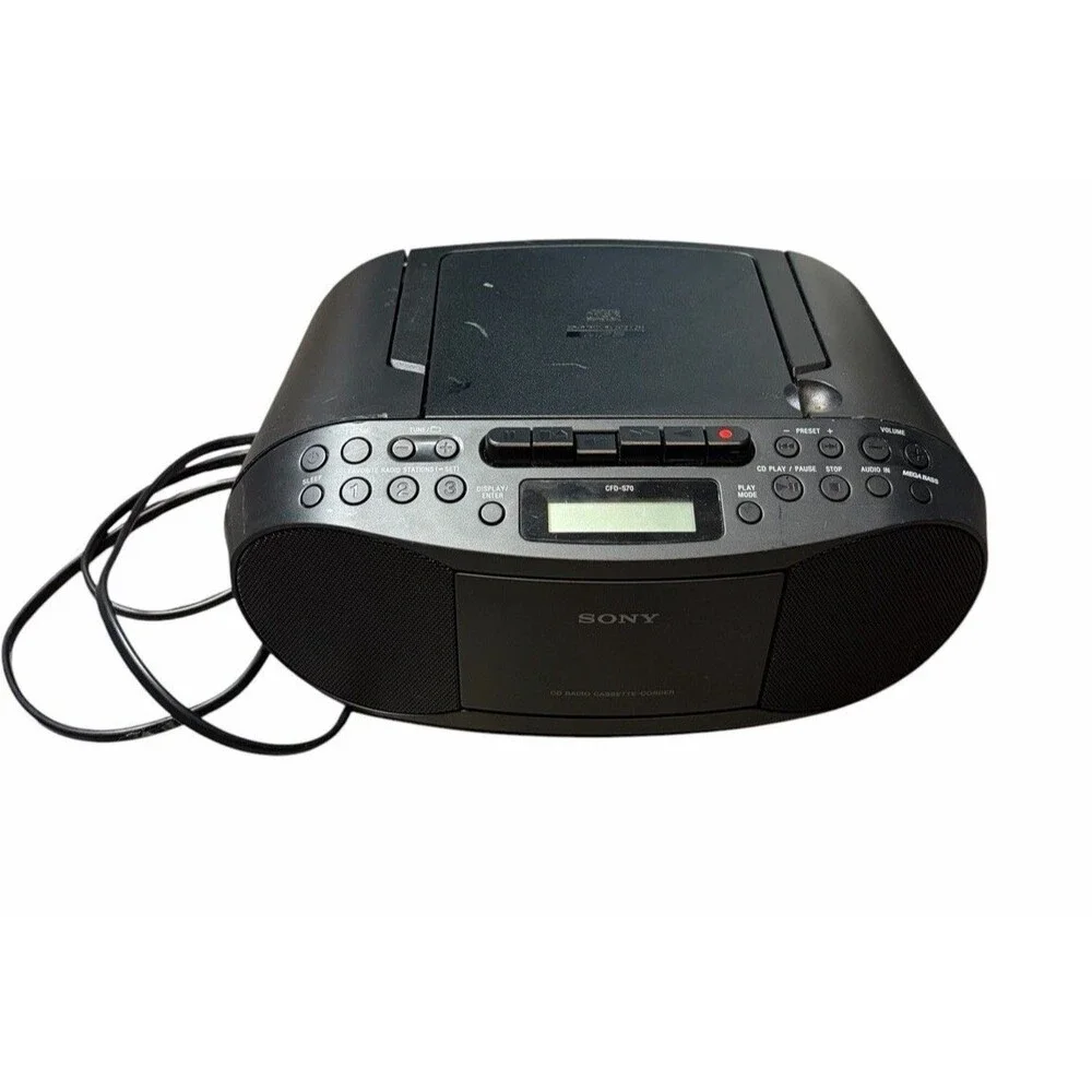 Sony CFD-S70 Boombox CD Player AM/FM Radio Cassette Black Portable Working